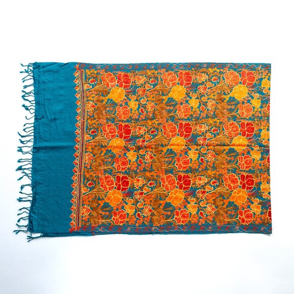 Women's Retro Style Poncho Cape Boho Shawl Wraps (Blue) - Picture 2 of 4